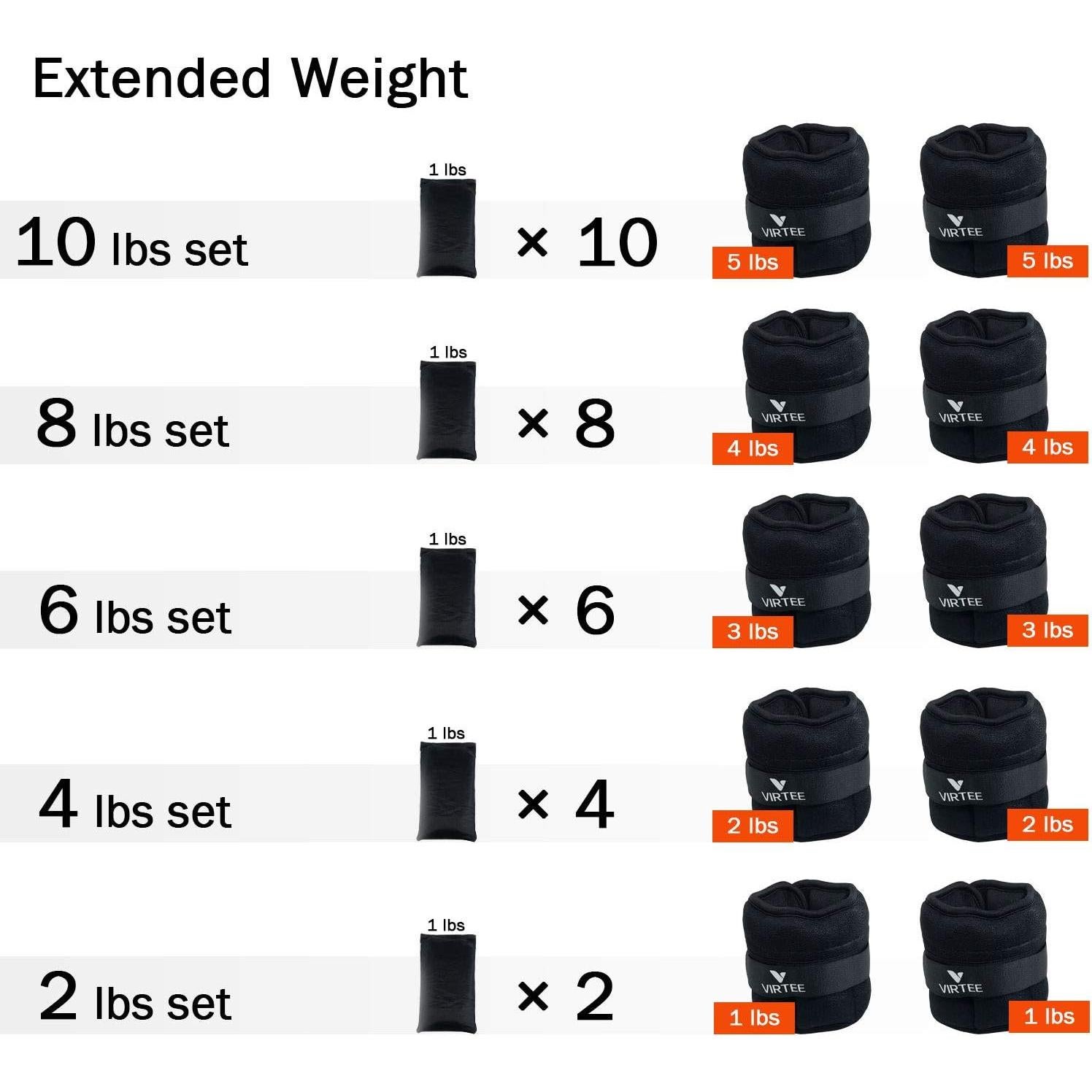 Pesas de Tobillo Ajustables Virtee 4.54 kg para Correr y Aeróbicos