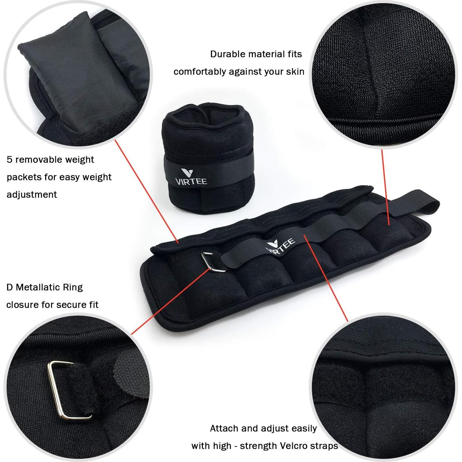Pesas de Tobillo Ajustables Virtee 4.54 kg para Correr y Aeróbicos