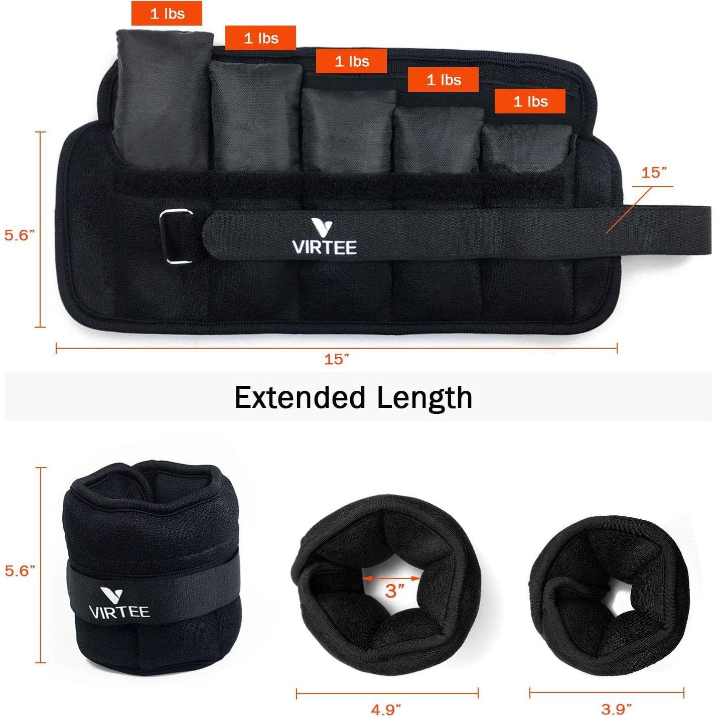 Pesas de Tobillo Ajustables Virtee 4.54 kg para Correr y Aeróbicos