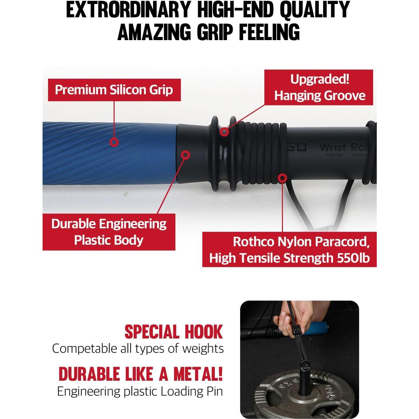 Rodillo de Muñeca Colgante GD para Antebrazo - Ejercicio y Fuerza