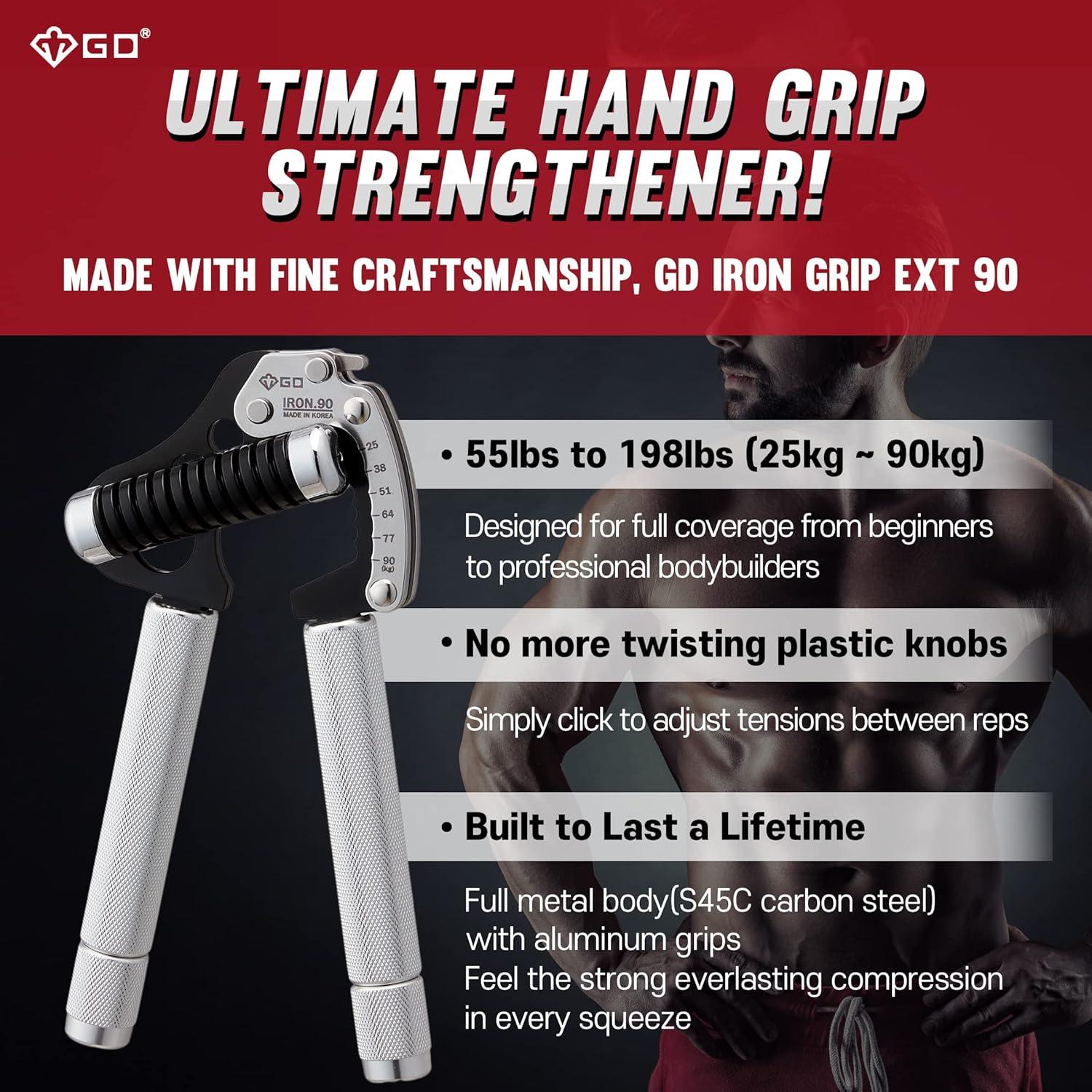 Entrenador de Fuerza de Agarre GD Iron Grip Ajustable 90kg