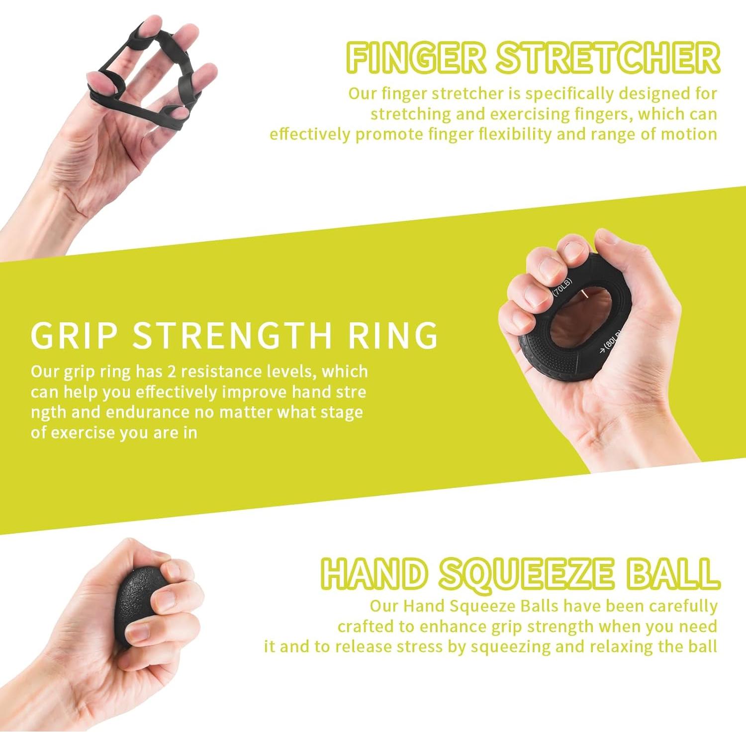 Kit de Entrenamiento de Fuerza de Agarre Newvenper 7 Piezas