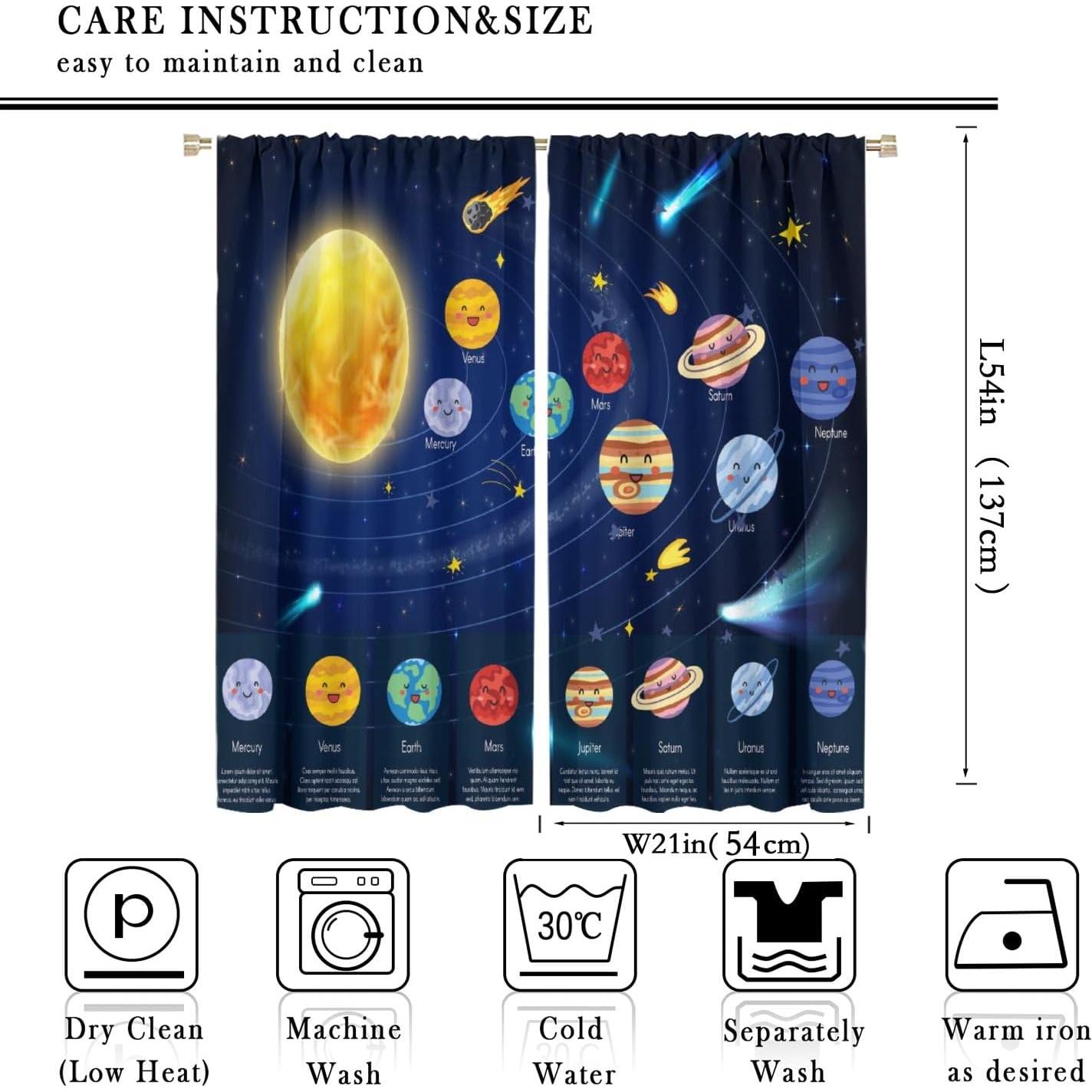 Cortinas Opacas Infantil Llylumty Espacio 2 Paneles 53.5x137cm