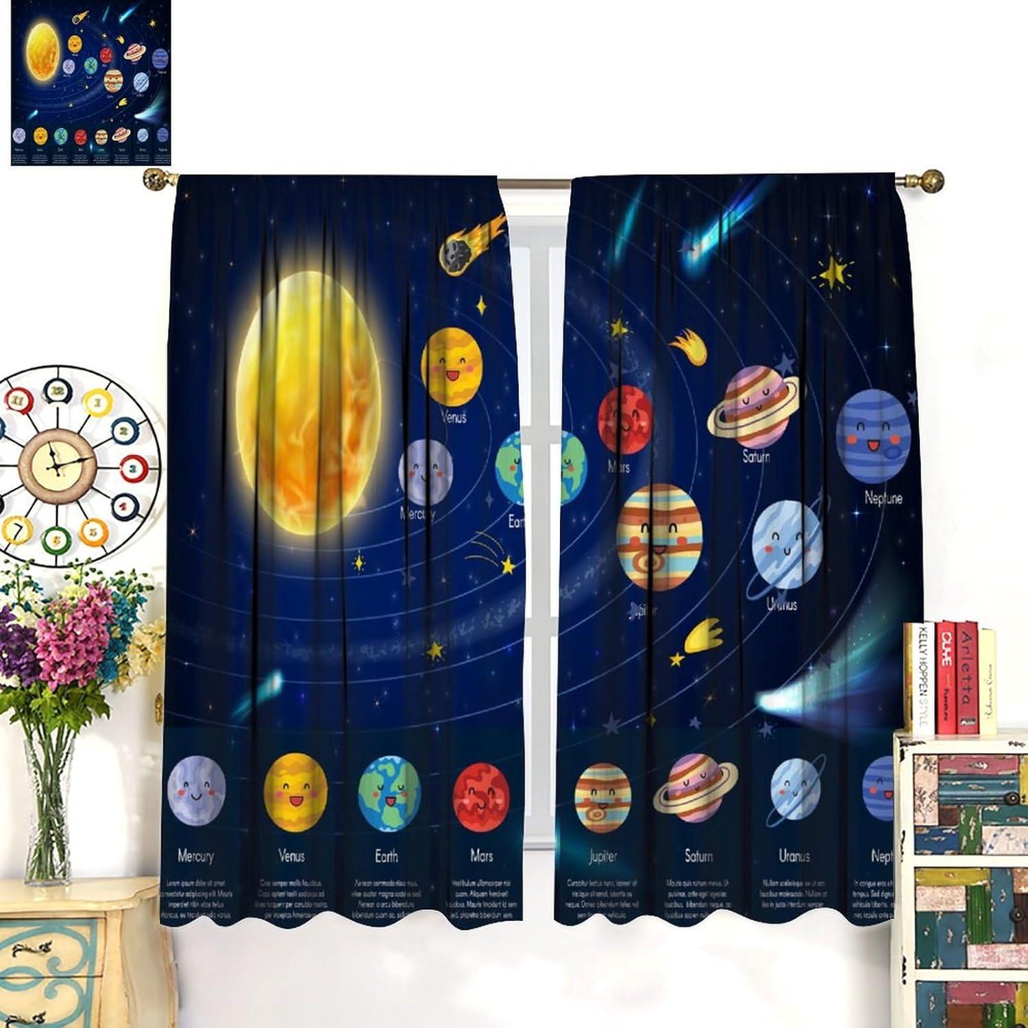 Cortinas Opacas Infantil Llylumty Espacio 2 Paneles 53.5x137cm