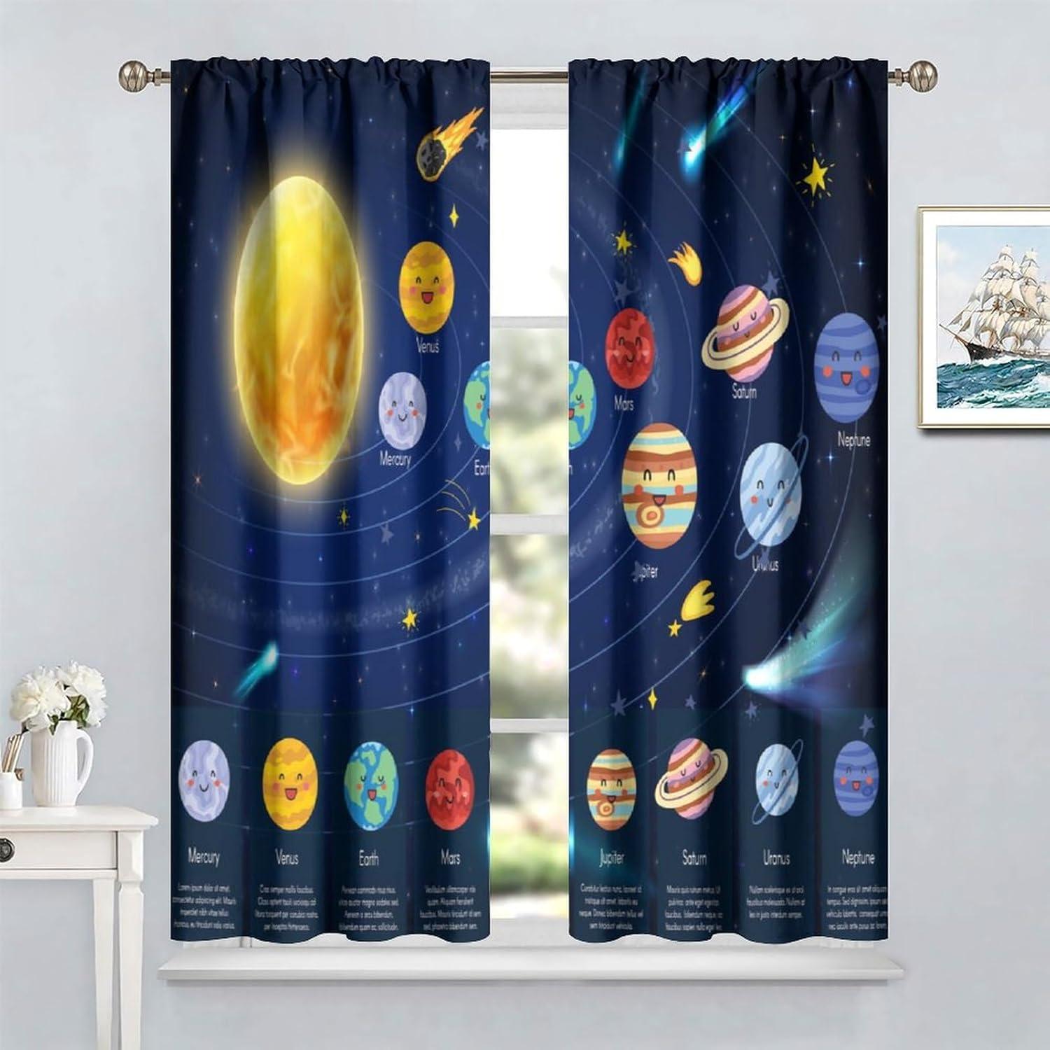 Cortinas Opacas Infantil Llylumty Espacio 2 Paneles 53.5x137cm