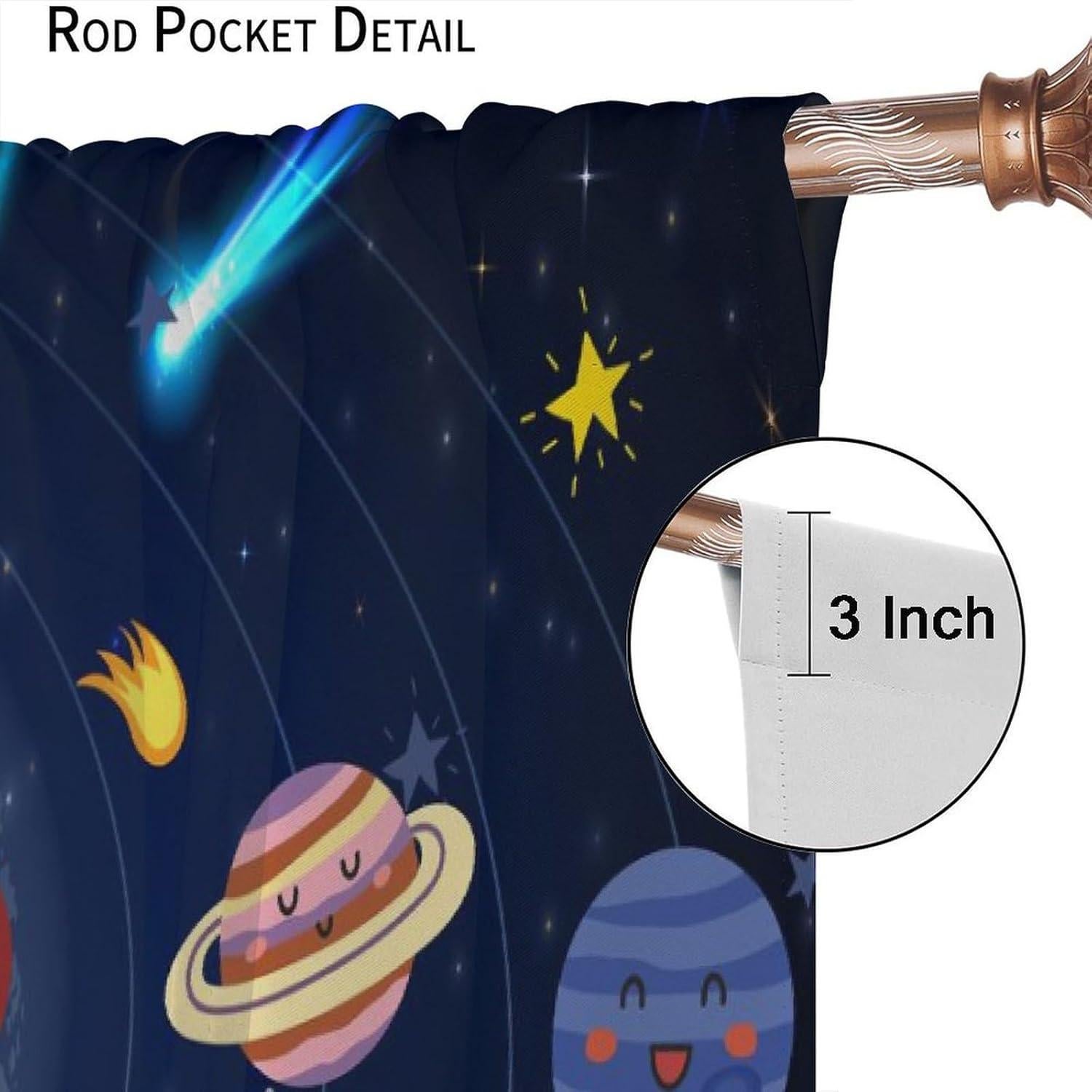 Cortinas Opacas Infantil Llylumty Espacio 2 Paneles 53.5x137cm