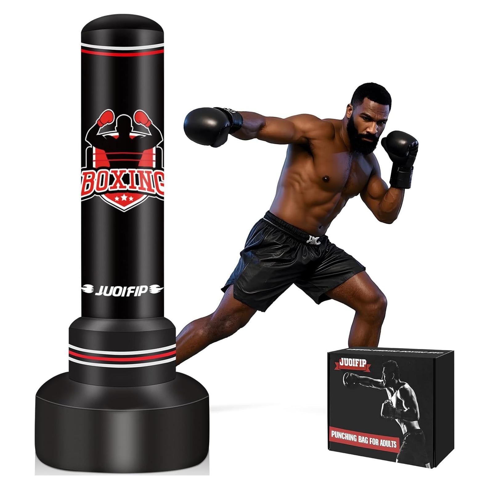 Saco de Boxeo de Pie JUOIFIP 177.8 cm con Guantes y Bomba