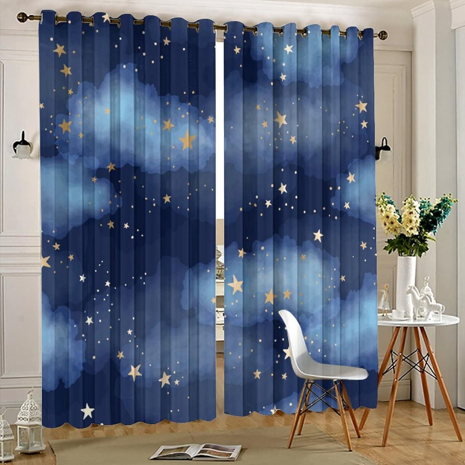 Cortinas Opacas Llylumty Estrellas 66x214 cm para Niños