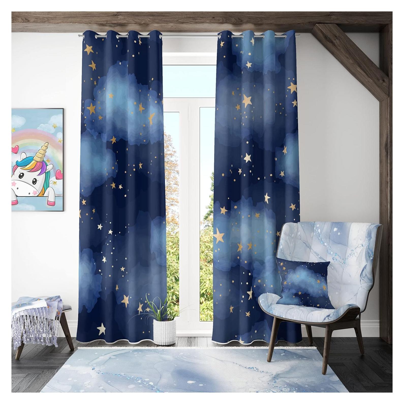 Cortinas Opacas Llylumty Estrelladas 70x160cm Juego de 2