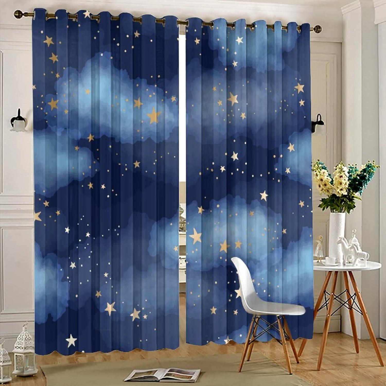 Cortinas Opacas Llylumty Estrelladas 70x160cm Juego de 2