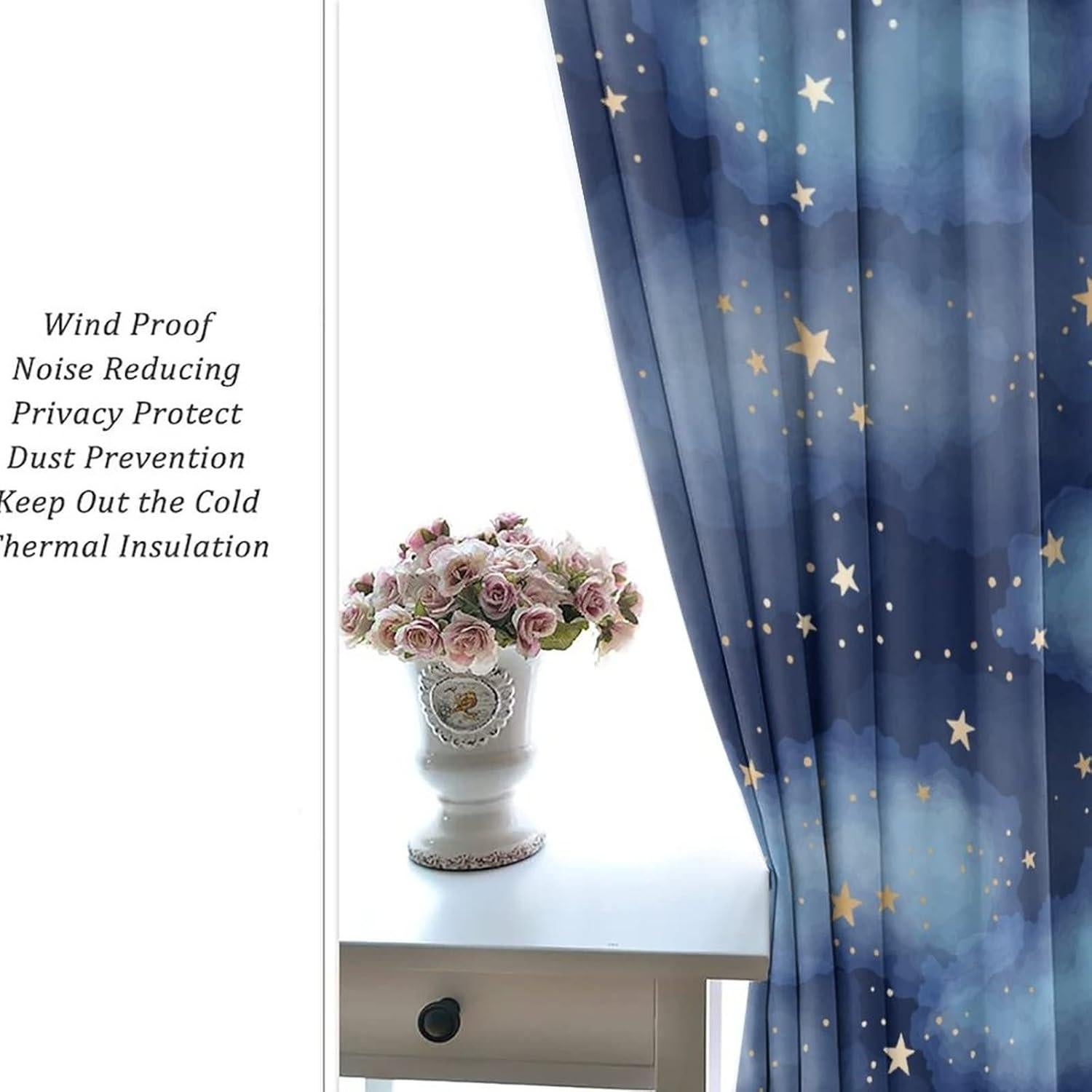 Cortinas Opacas Llylumty Estrelladas 70x160cm Juego de 2