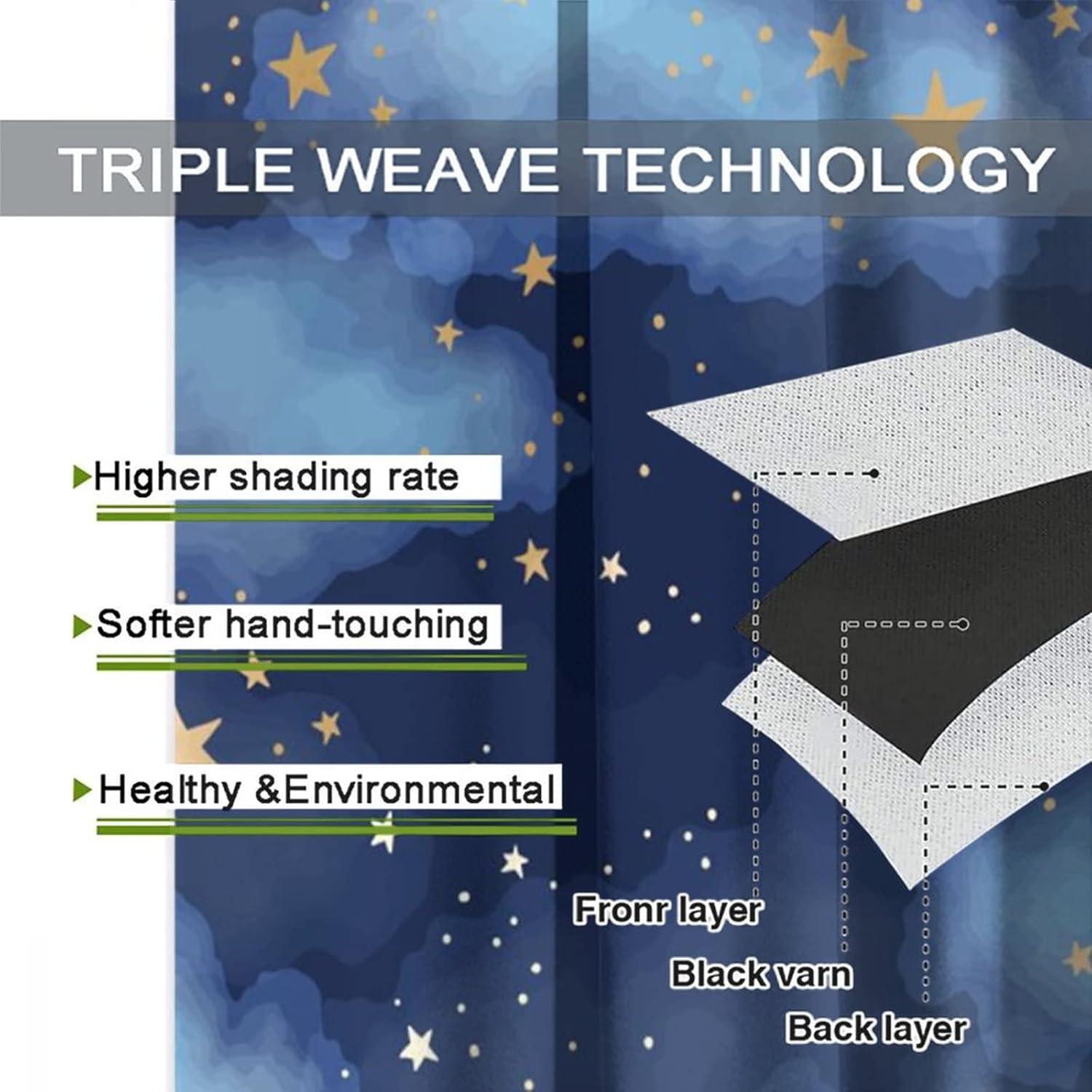 Cortinas Opacas Llylumty Estrelladas 70x160cm Juego de 2