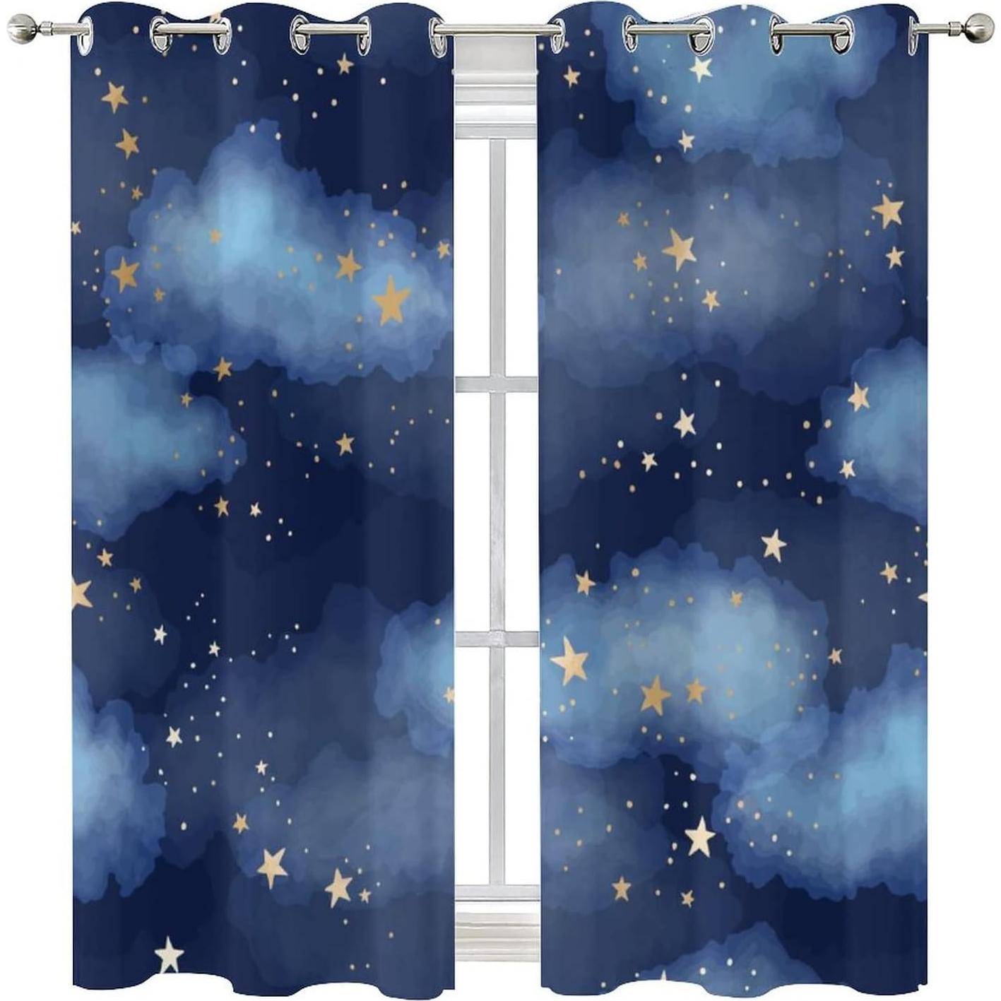 Cortinas Opacas Llylumty Estrelladas 70x160cm Juego de 2