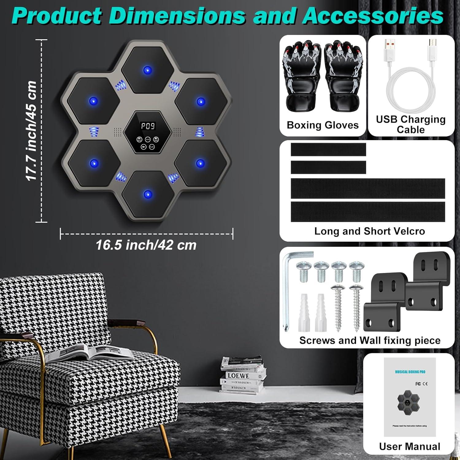 Máquina de Boxeo Musical Inteligente VZA BX-01 con Guantes