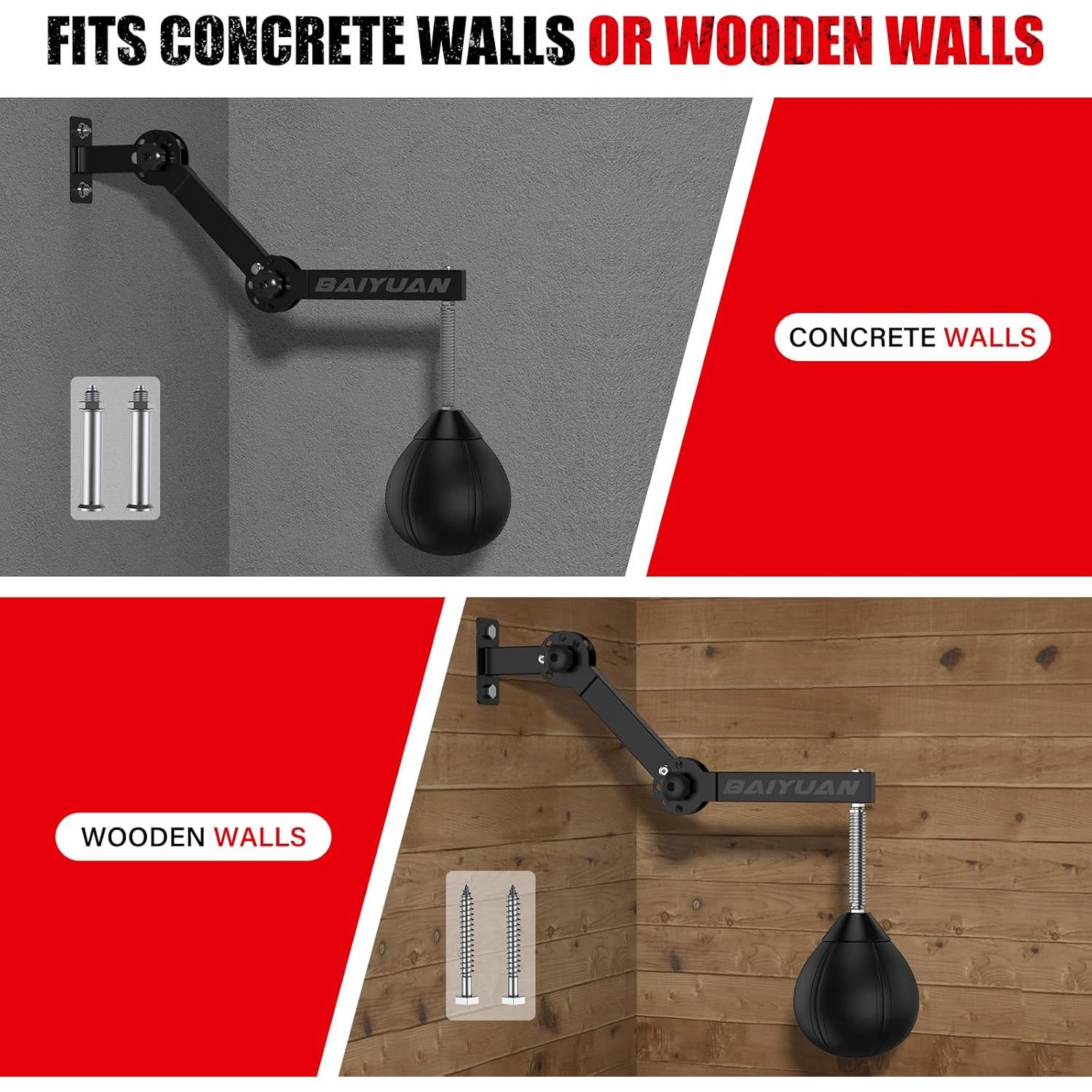 Saco de Boxeo BaiYuan B-178A Ajustable Pared Negro 41.1x38.1cm