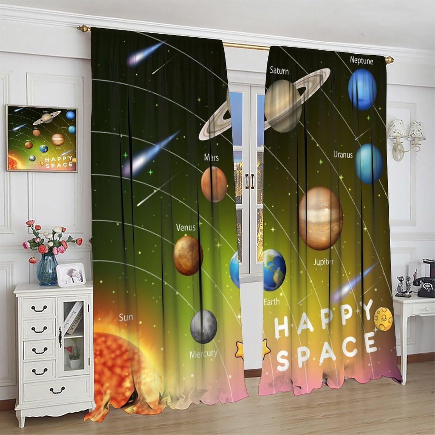 Cortinas Blackout Infantil Llylumty Galaxia 107x214cm 2 Paneles