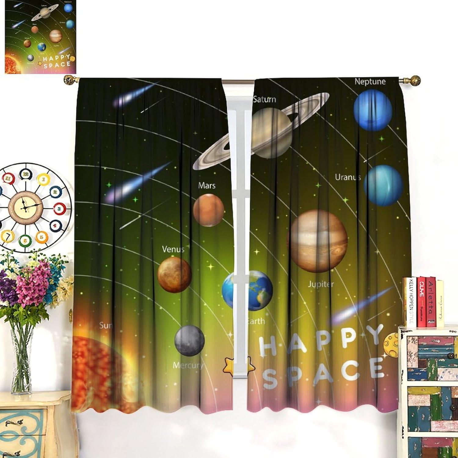 Cortinas Blackout Infantil Llylumty Galaxia 107x214cm 2 Paneles