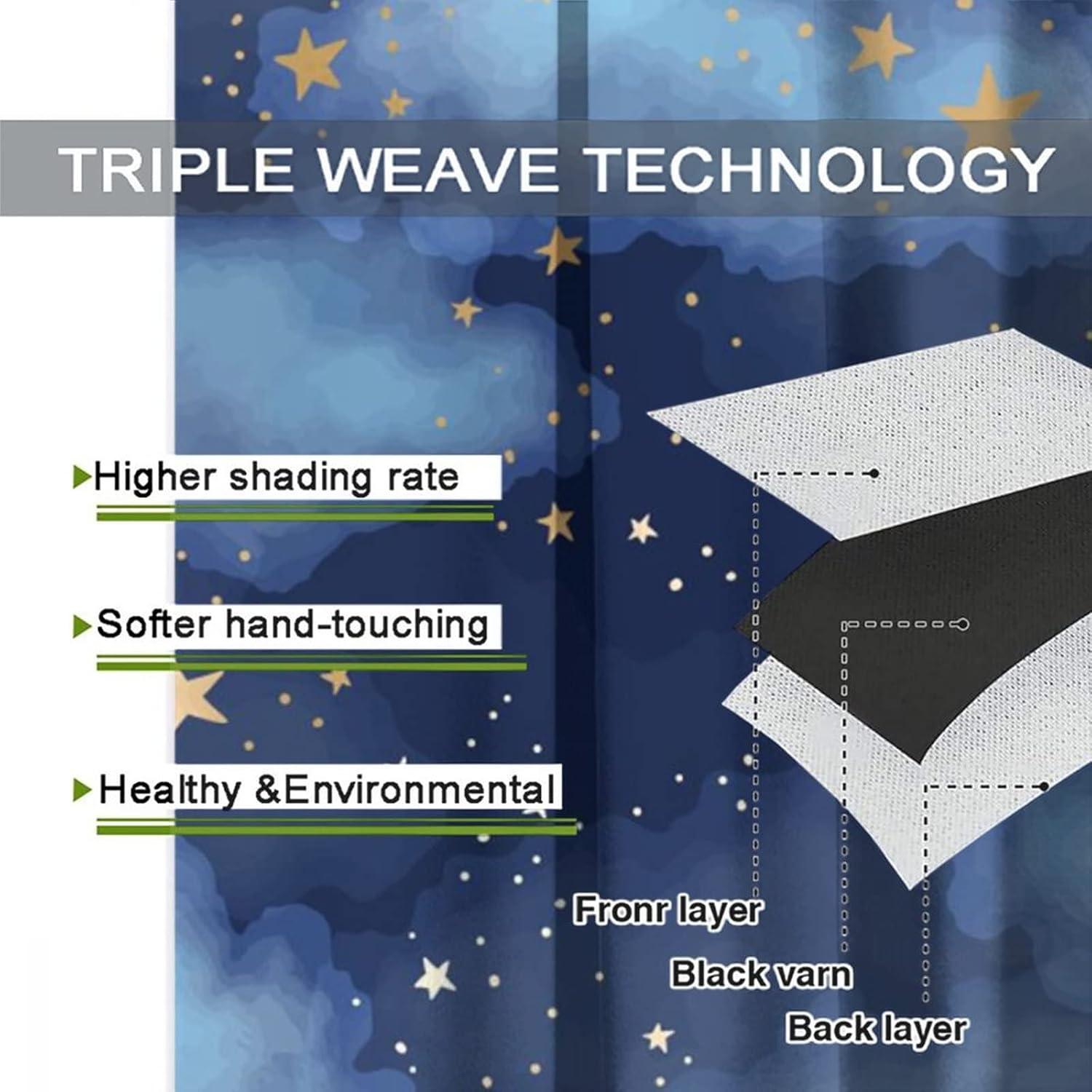 Cortinas Opacas Llylumty Estrelladas 107x214cm Juego de 2