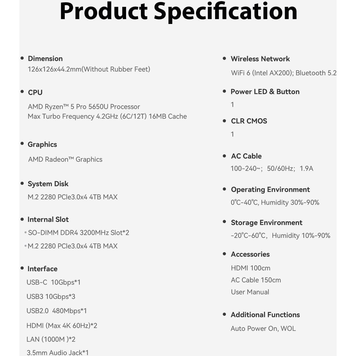 Mini PC Beelink EQR5 Ryzen 5 Pro 5650U 8GB 500GB SSD