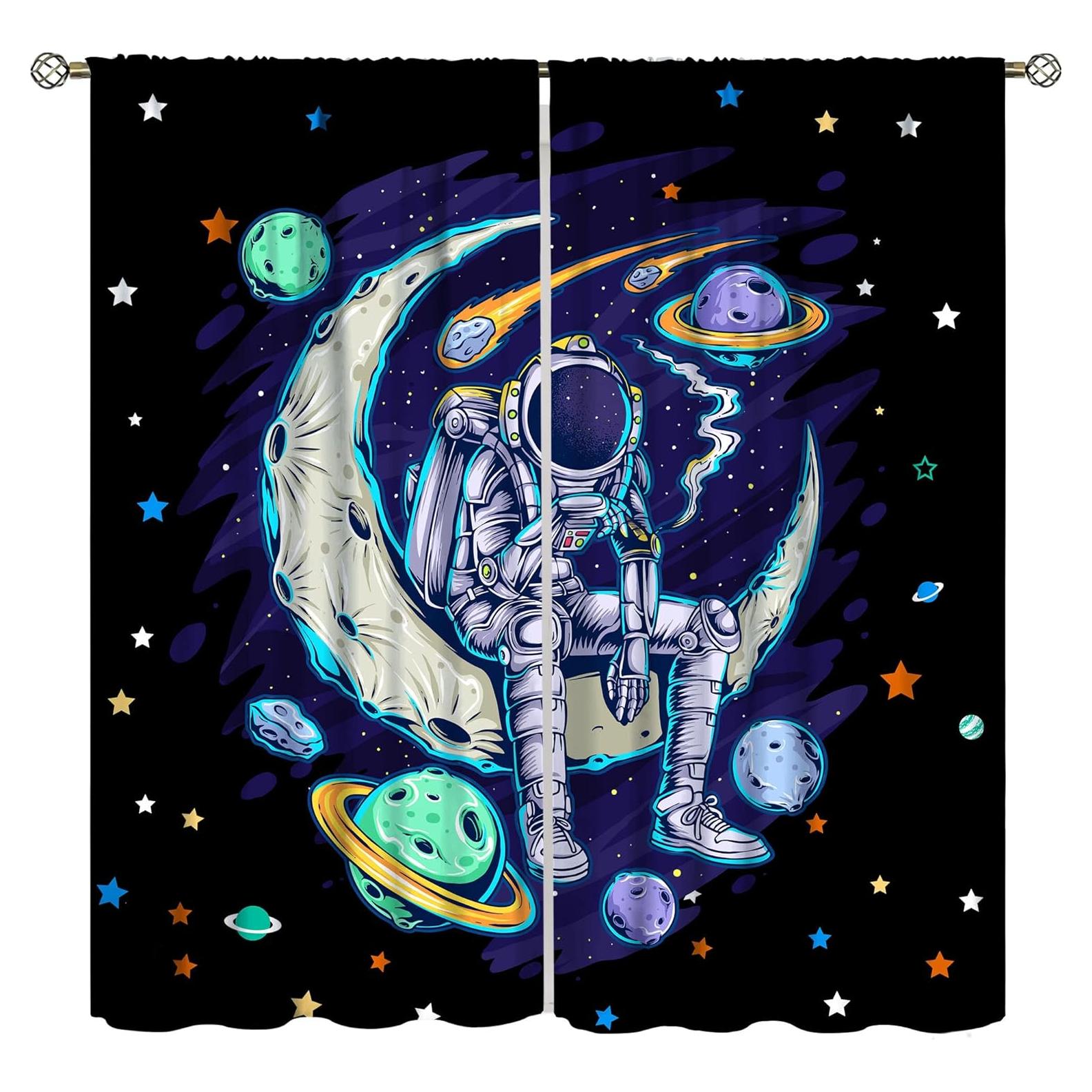 Cortinas de Astronauta Llylumty 2 Paneles 53.5x114cm