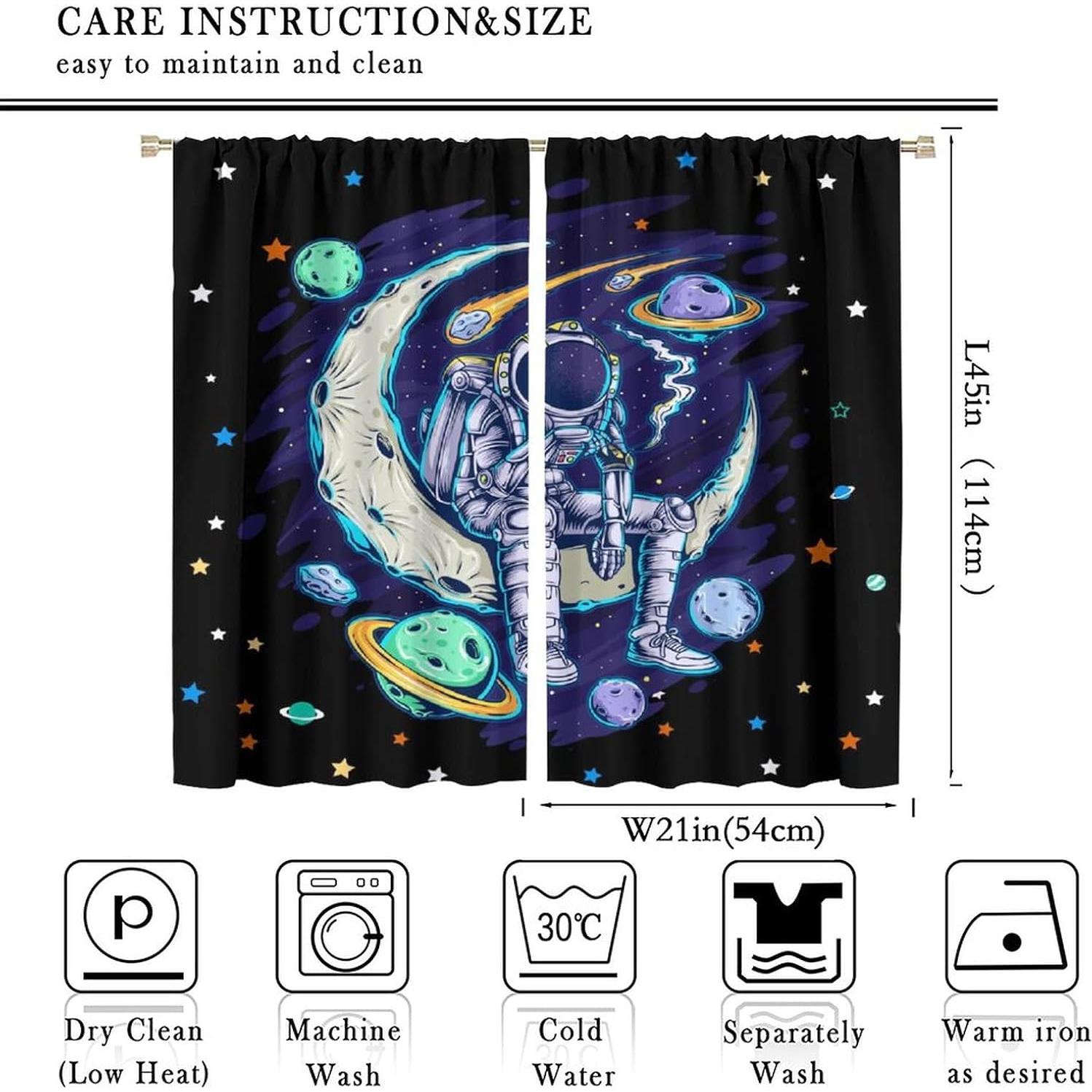 Cortinas de Astronauta Llylumty 2 Paneles 53.5x114cm