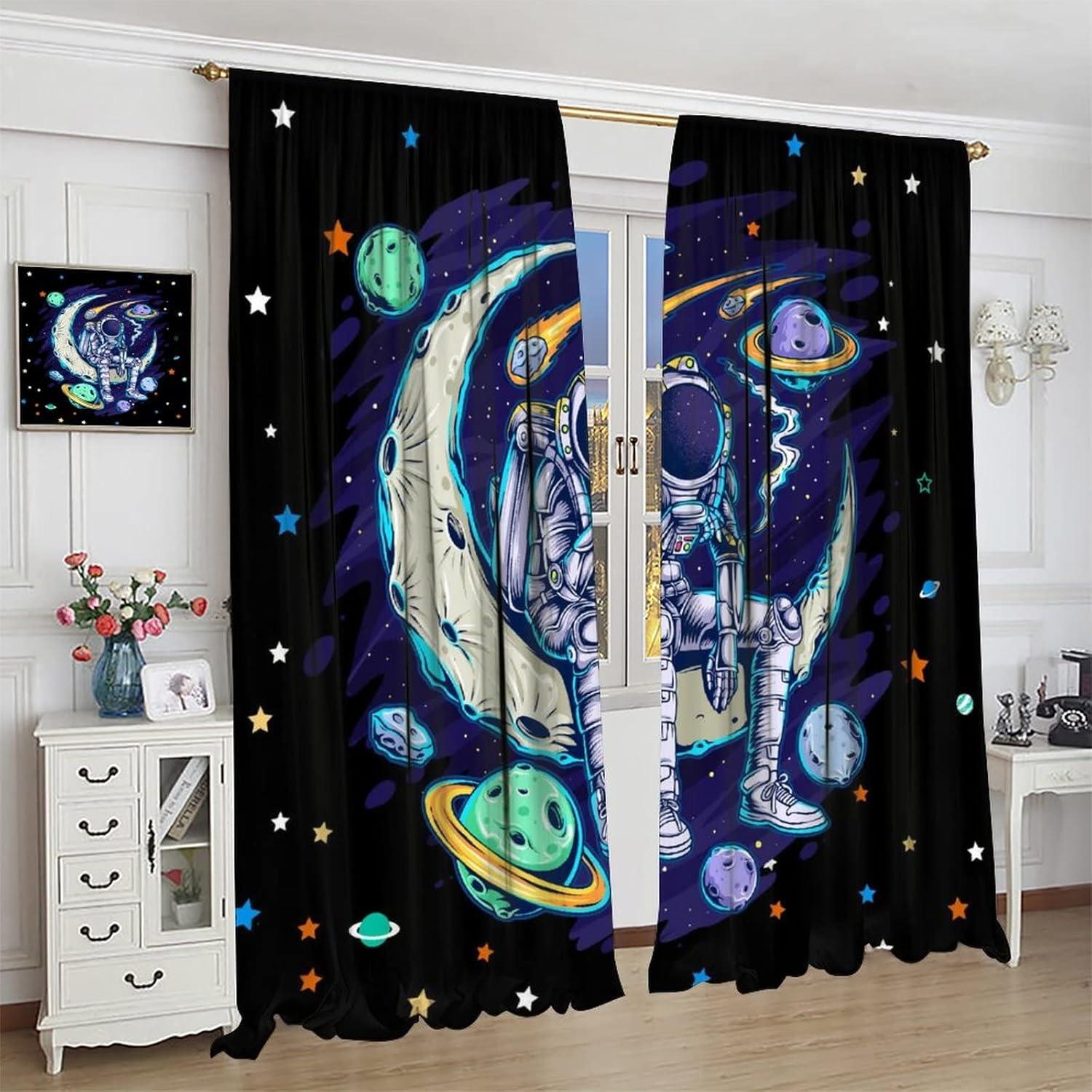 Cortinas de Astronauta Llylumty 2 Paneles 53.5x114cm