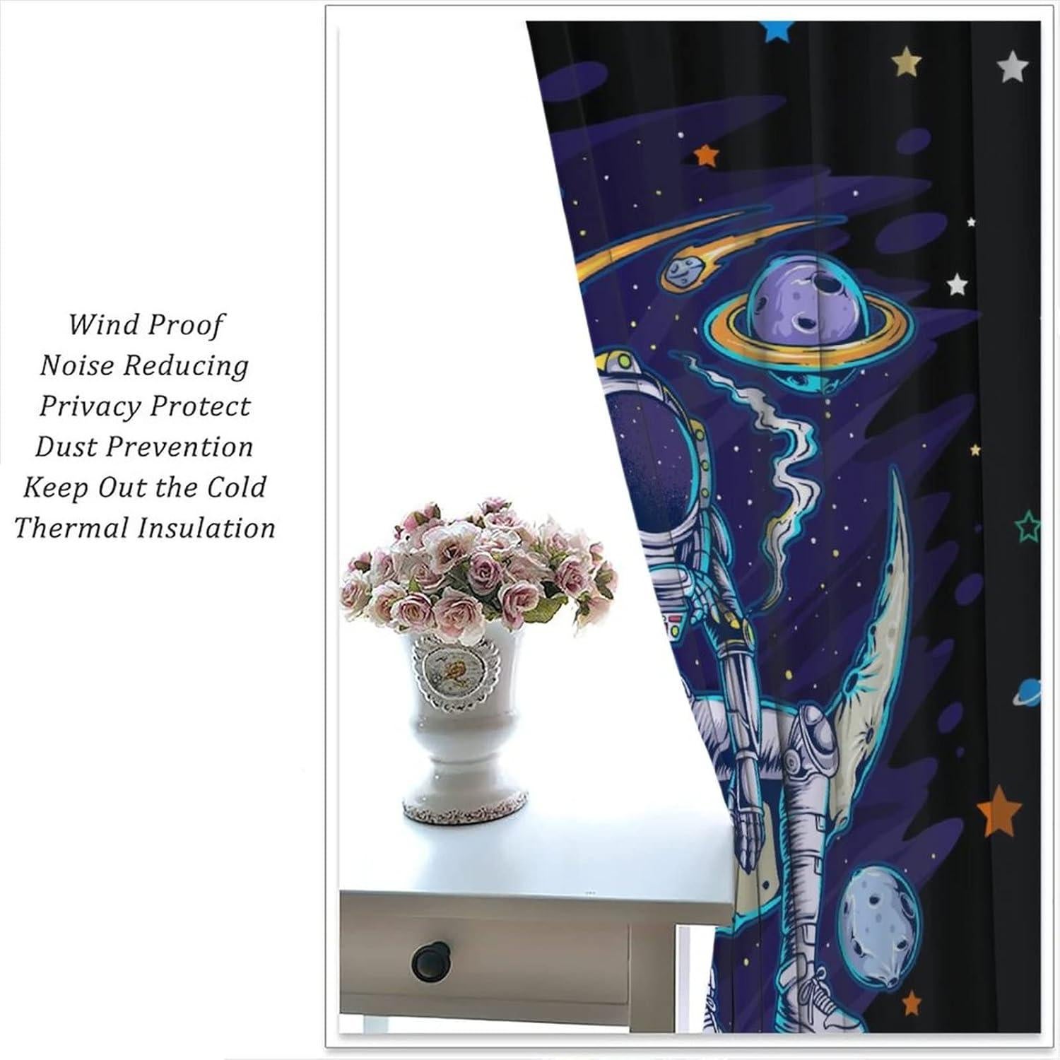 Cortinas de Astronauta Llylumty 2 Paneles 53.5x114cm