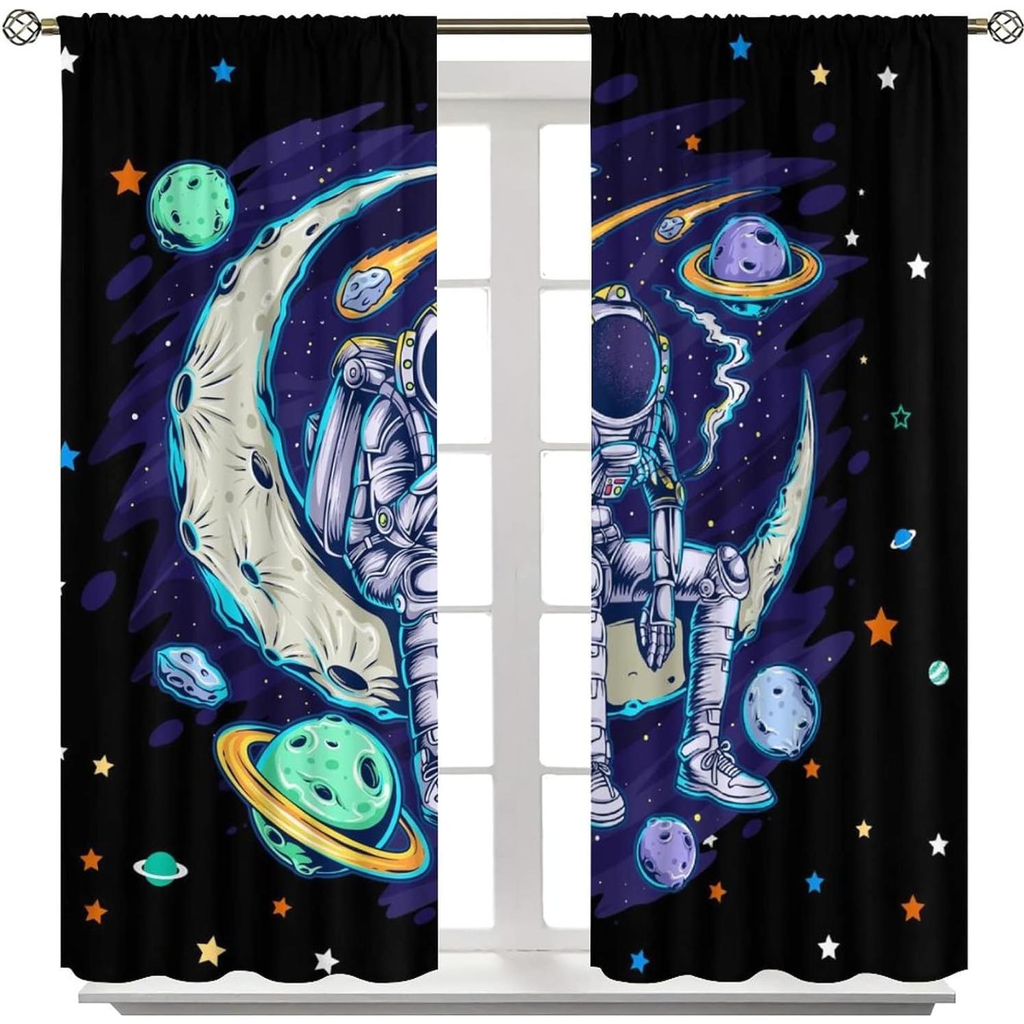 Cortinas de Astronauta Llylumty 2 Paneles 53.5x114cm