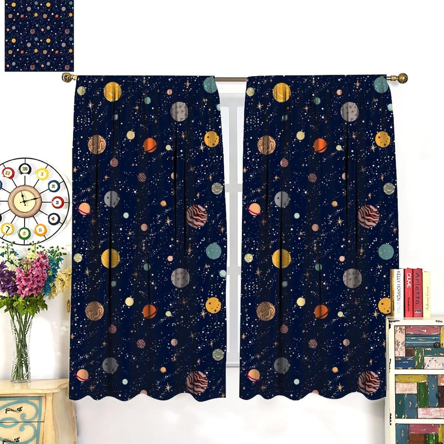 Cortinas Decorativas Astronauta 53.5x114cm Juego de 2