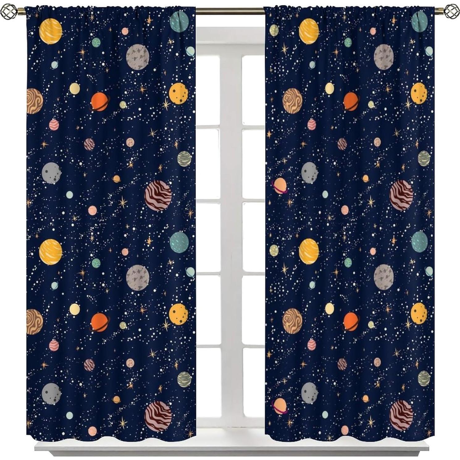 Cortinas Decorativas Astronauta 53.5x114cm Juego de 2