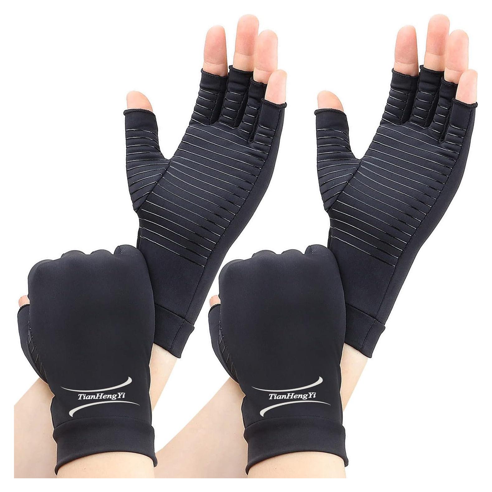 Guantes de Cobre para Artritis Tianhengyi - Compresión Sin Dedos (Grande)