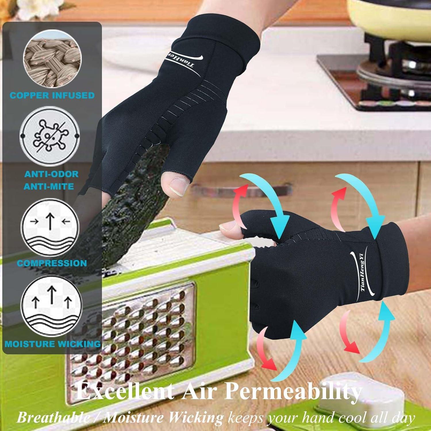Guantes de Cobre para Artritis Tianhengyi - Compresión Sin Dedos (Grande)