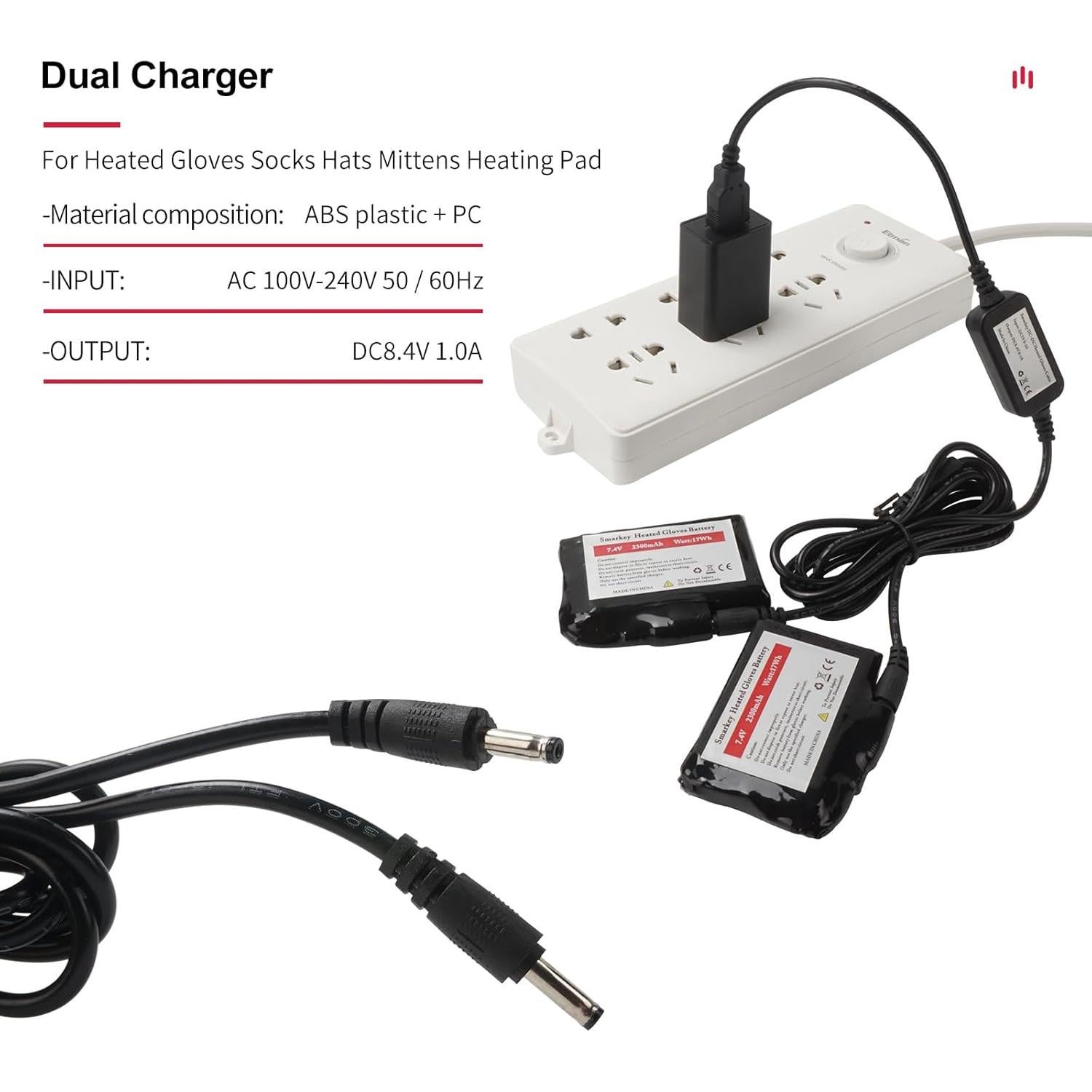 Cargador USB 8.4V Smarkey para Guantes y Plantillas Calentadas