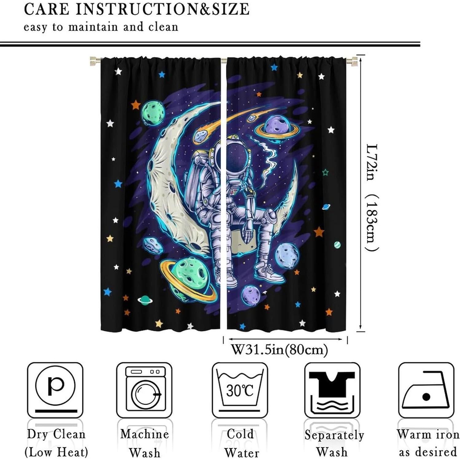 Cortinas Opacas Llylumty 80x183cm Espacio Divertido 2 Paneles