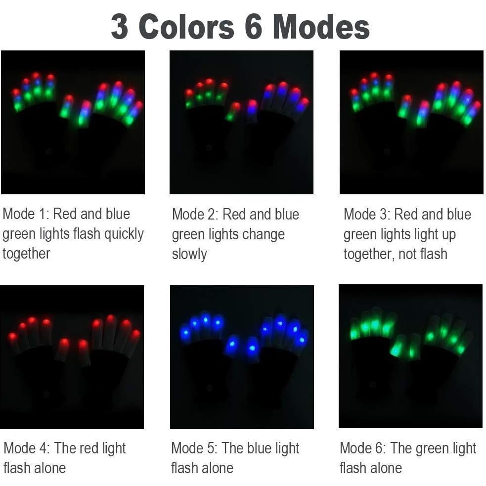 Guantes LED Luwint para Niños - 6 Modos de Parpadeo