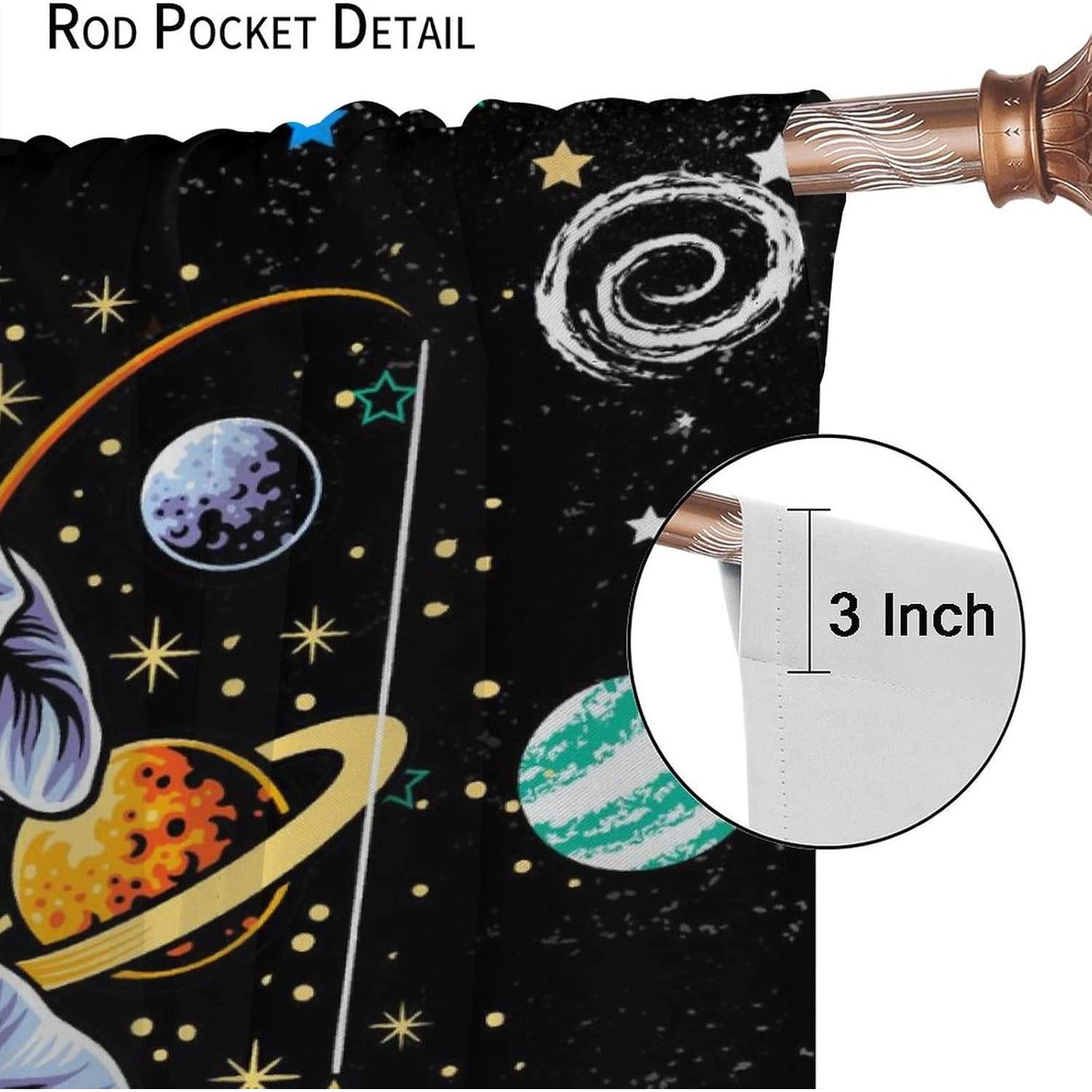 Cortinas Blackout Llylumty Astronautas 80x183cm Juego de 2