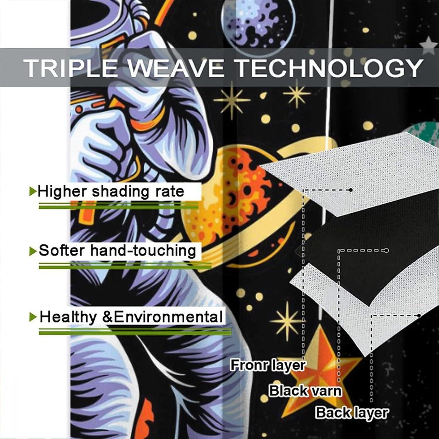 Cortinas Blackout Llylumty Astronautas 80x183cm Juego de 2