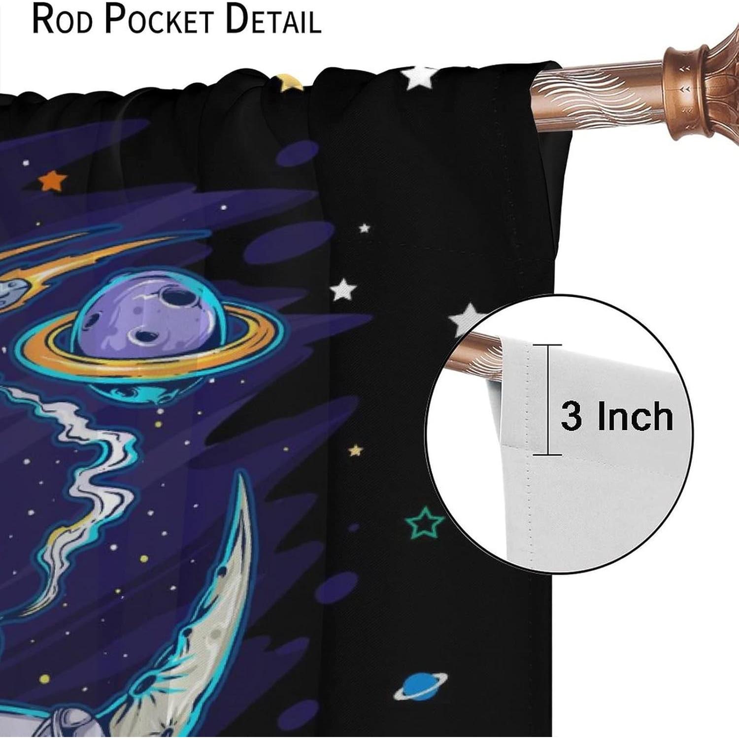 Cortinas Opacas Llylumty 2 Paneles Espacio Divertido 107x214cm