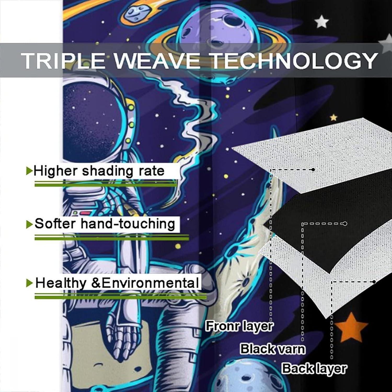 Cortinas Opacas Llylumty 2 Paneles Espacio Divertido 107x214cm