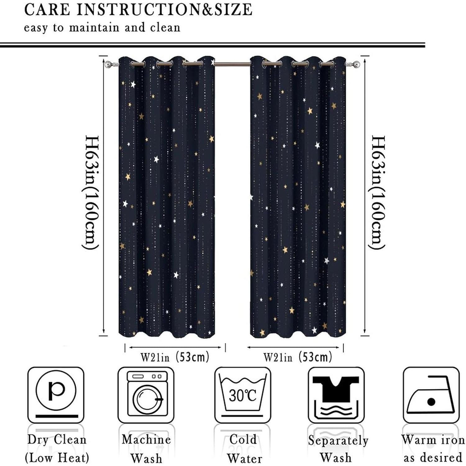 Cortinas Blackout Llylumty Estrella 53.5x160cm Juego de 2