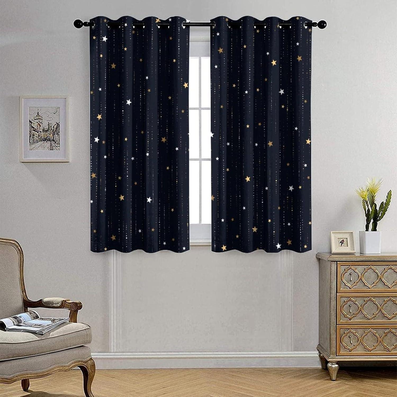 Cortinas Blackout Llylumty Estrella 53.5x160cm Juego de 2