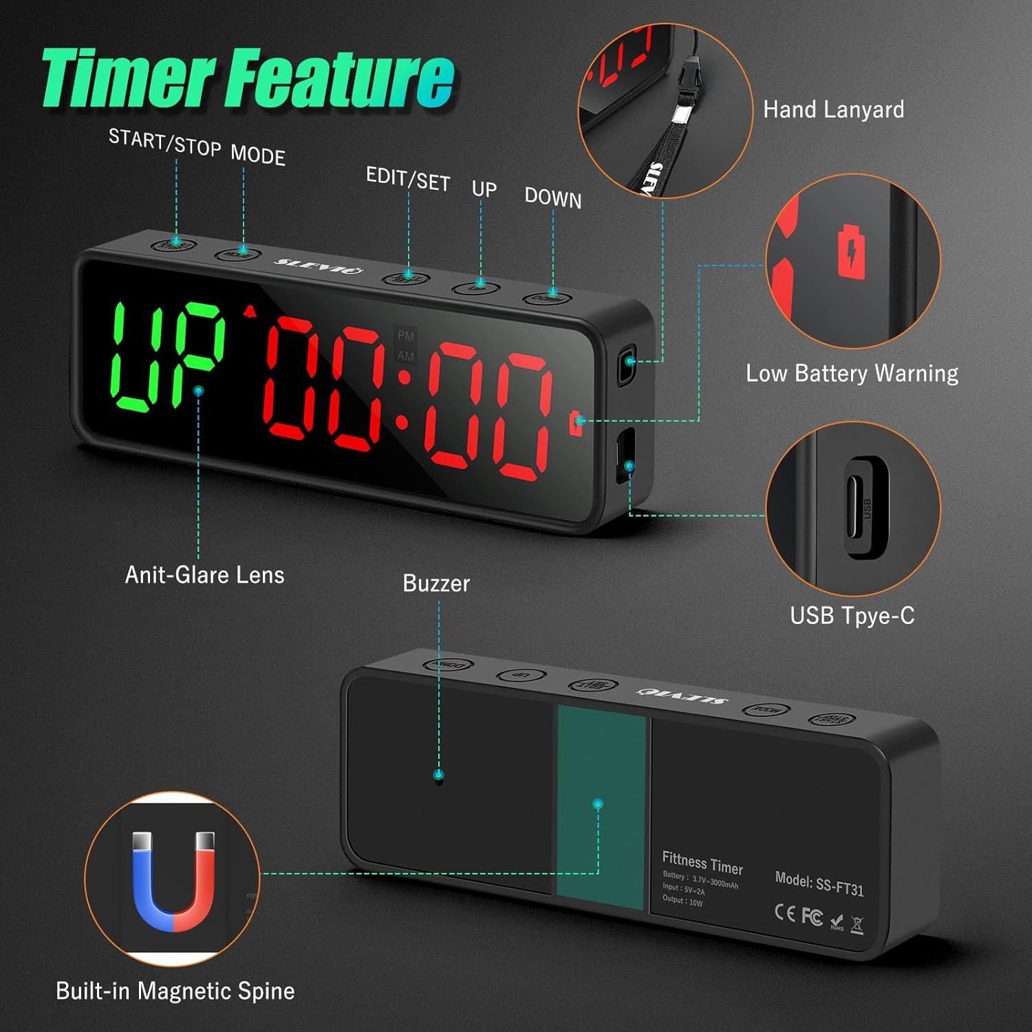 Temporizador de Gimnasio SLEVIO SS-FT31 Pantalla LED 5.8cm