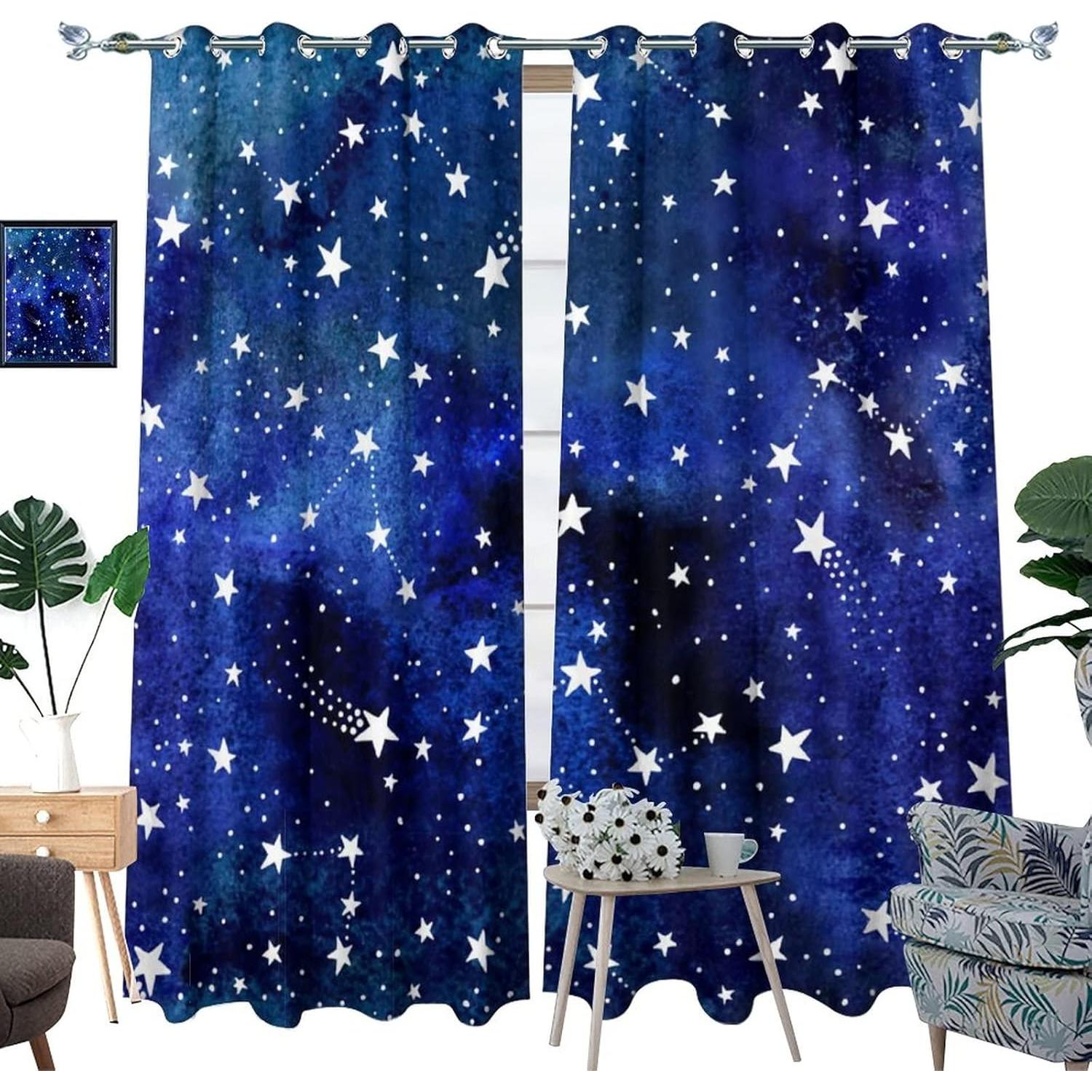 Cortinas Blackout Llylumty Estrellas Acuareladas 107x214cm