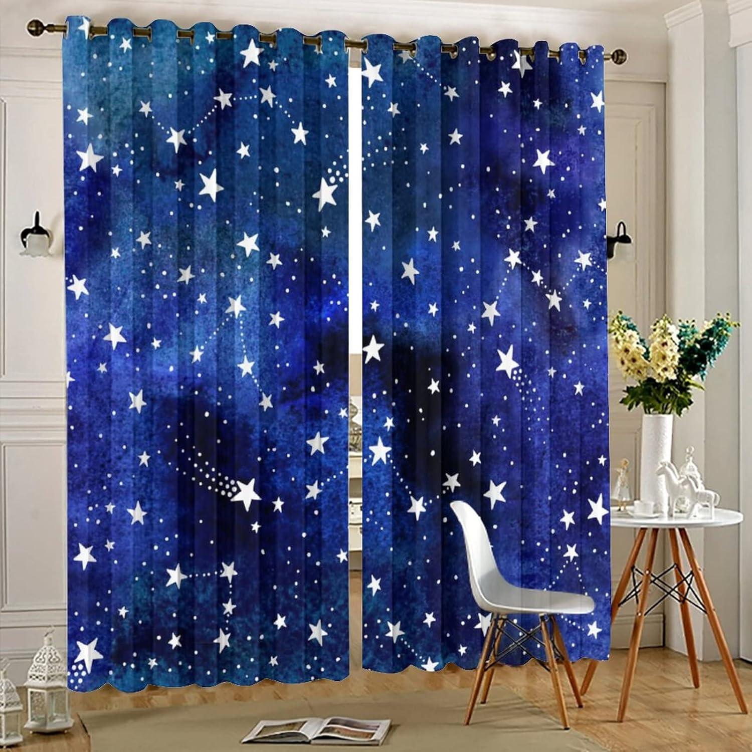 Cortinas Blackout Llylumty Estrellas Acuareladas 107x214cm