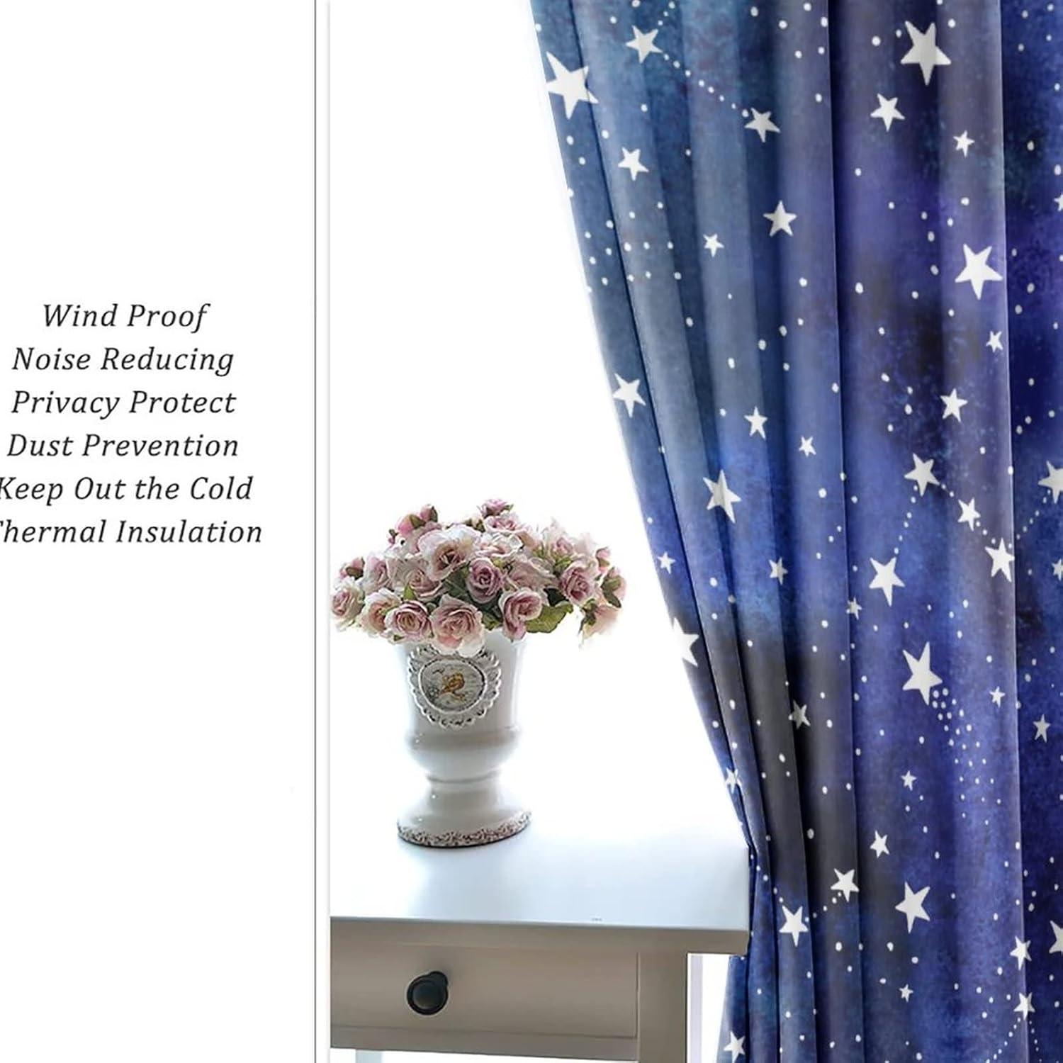 Cortinas Blackout Llylumty Estrellas Acuareladas 107x214cm