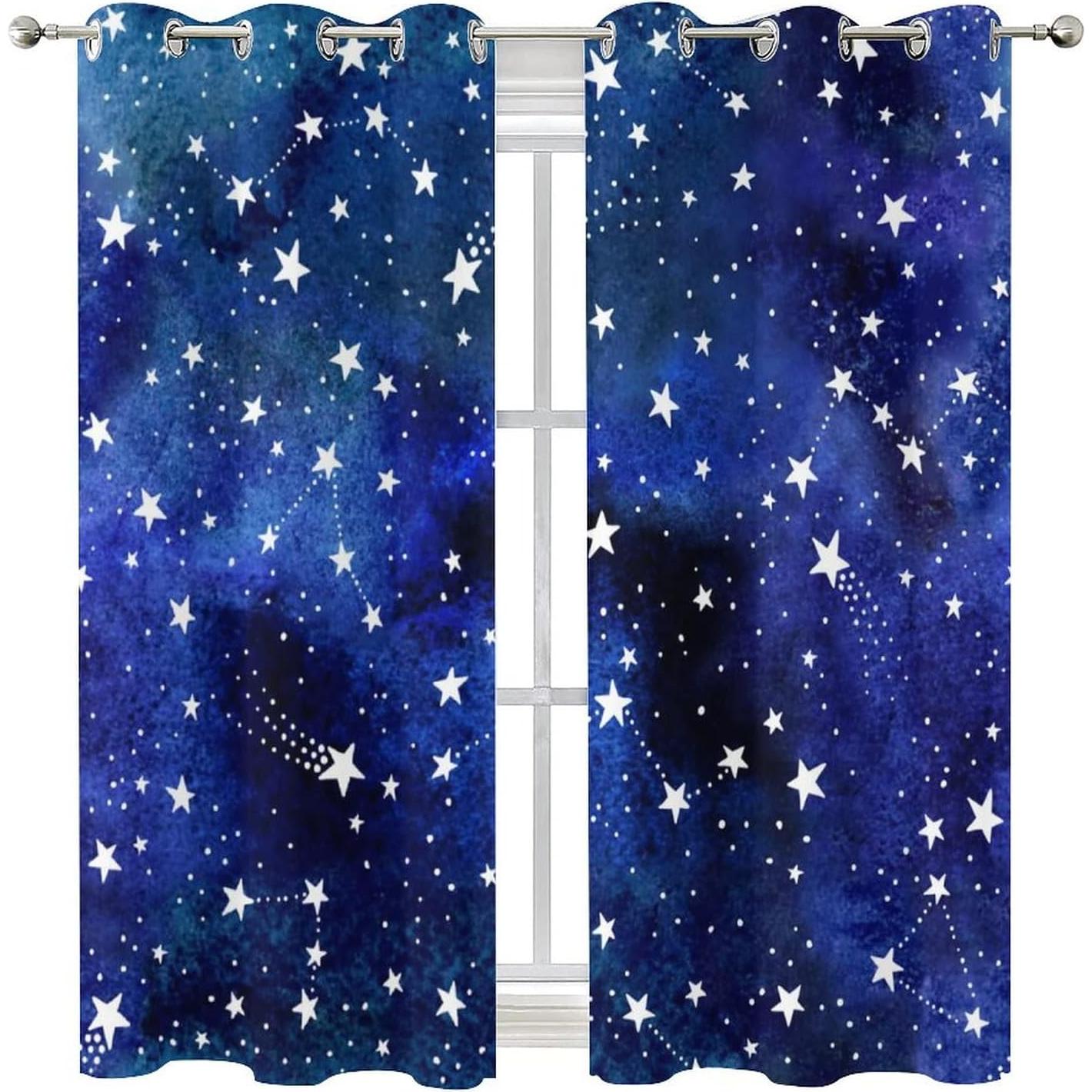 Cortinas Blackout Llylumty Estrellas Acuareladas 107x214cm