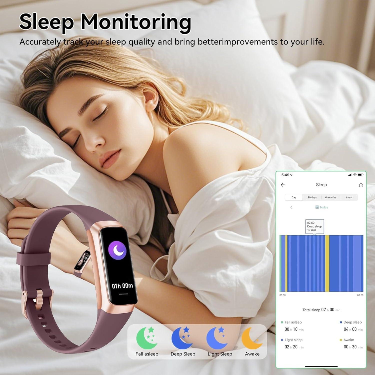 Rastreador de Fitness APPBYER C60 con Monitoreo Cardíaco y Sueño