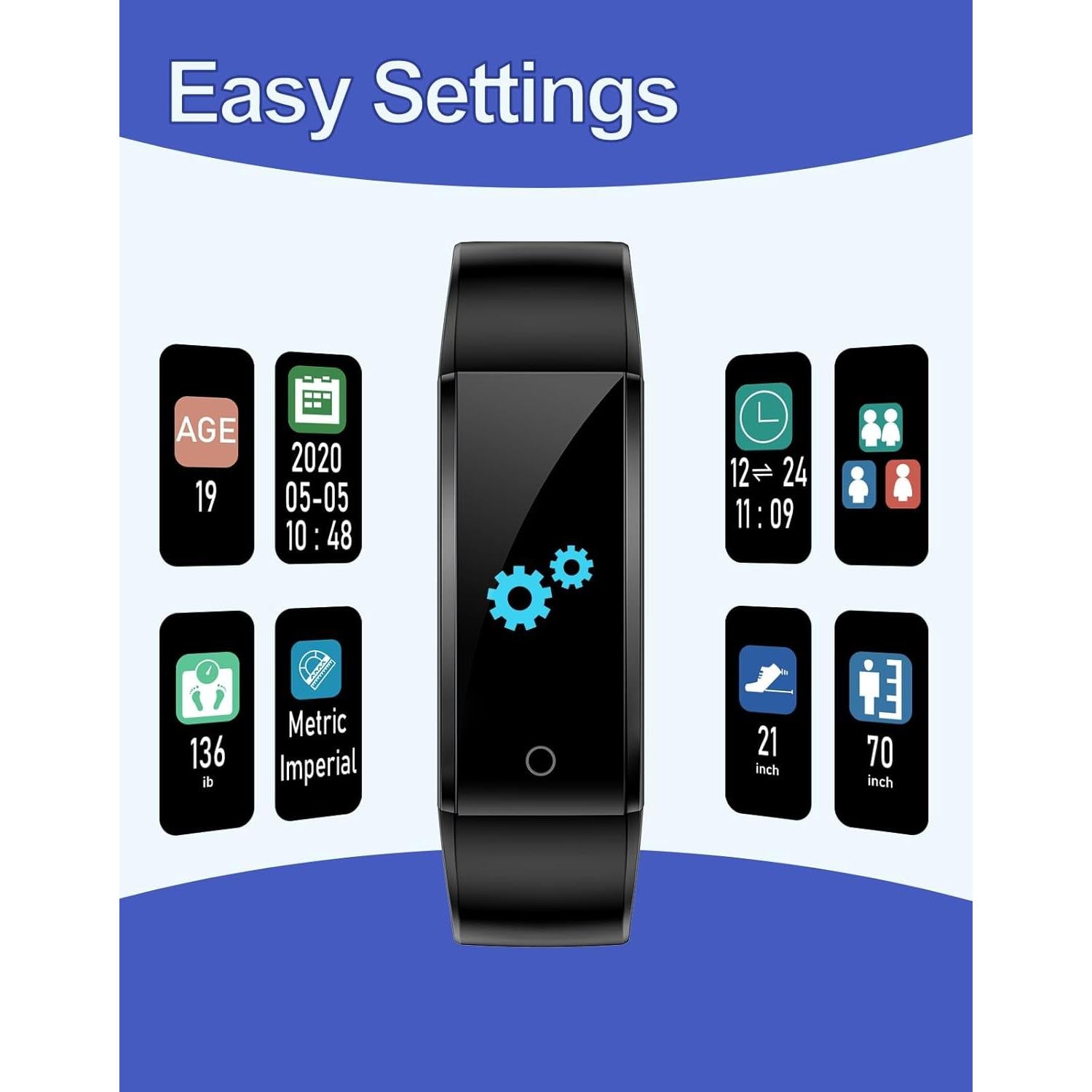 Reloj de Fitness GRV S1 Negro Impermeable Contador Pasos