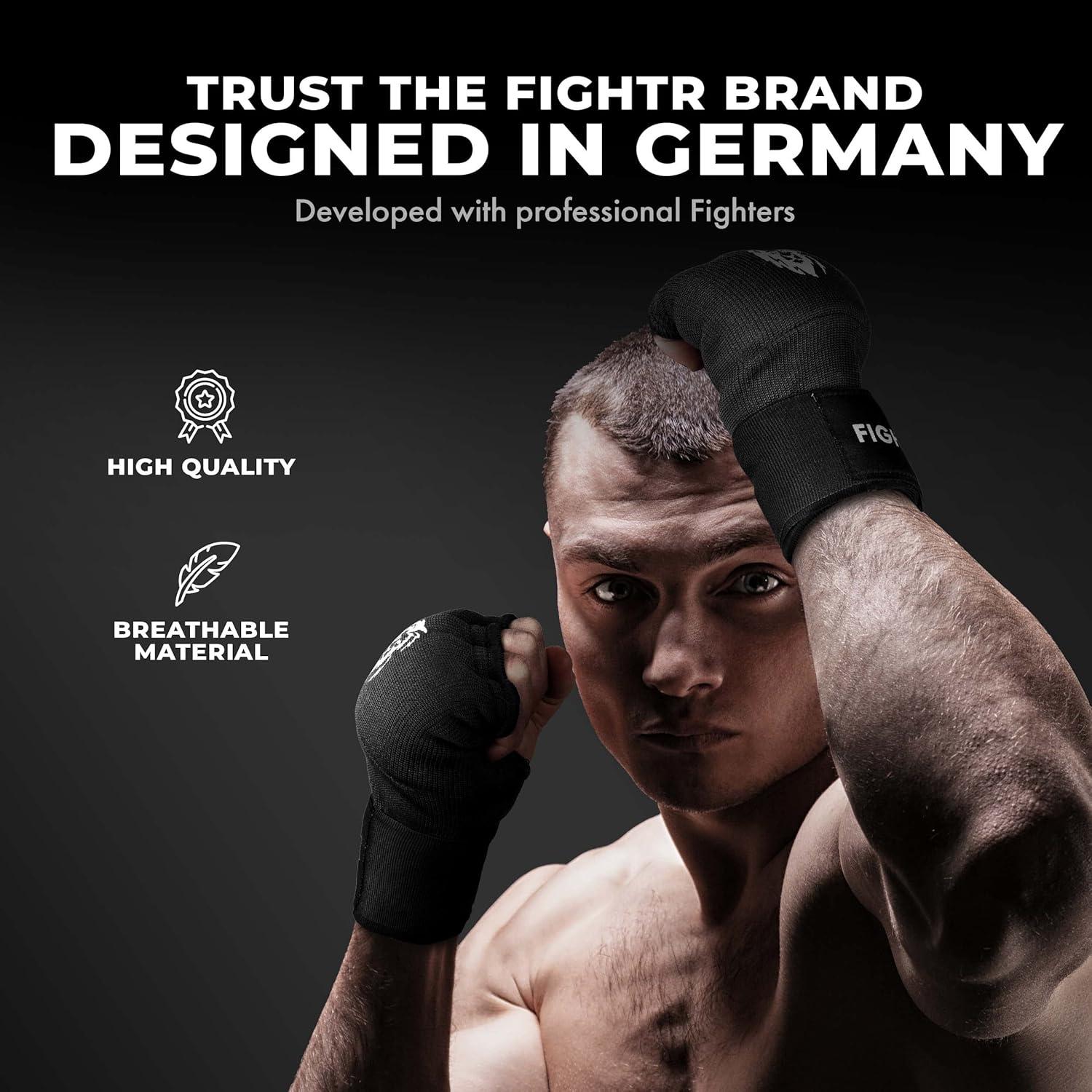 Guantes Internos FIGHTR - Gel para Boxeo y MMA, Negro, Pequeño