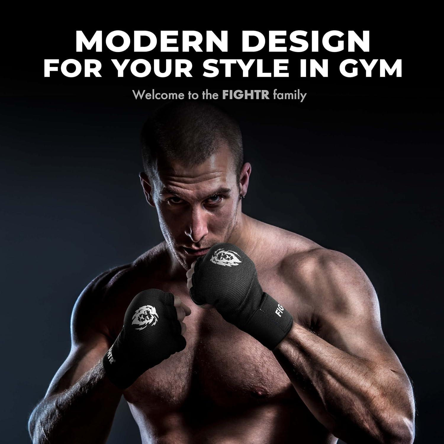 Guantes Internos FIGHTR - Gel para Boxeo y MMA, Negro, Pequeño